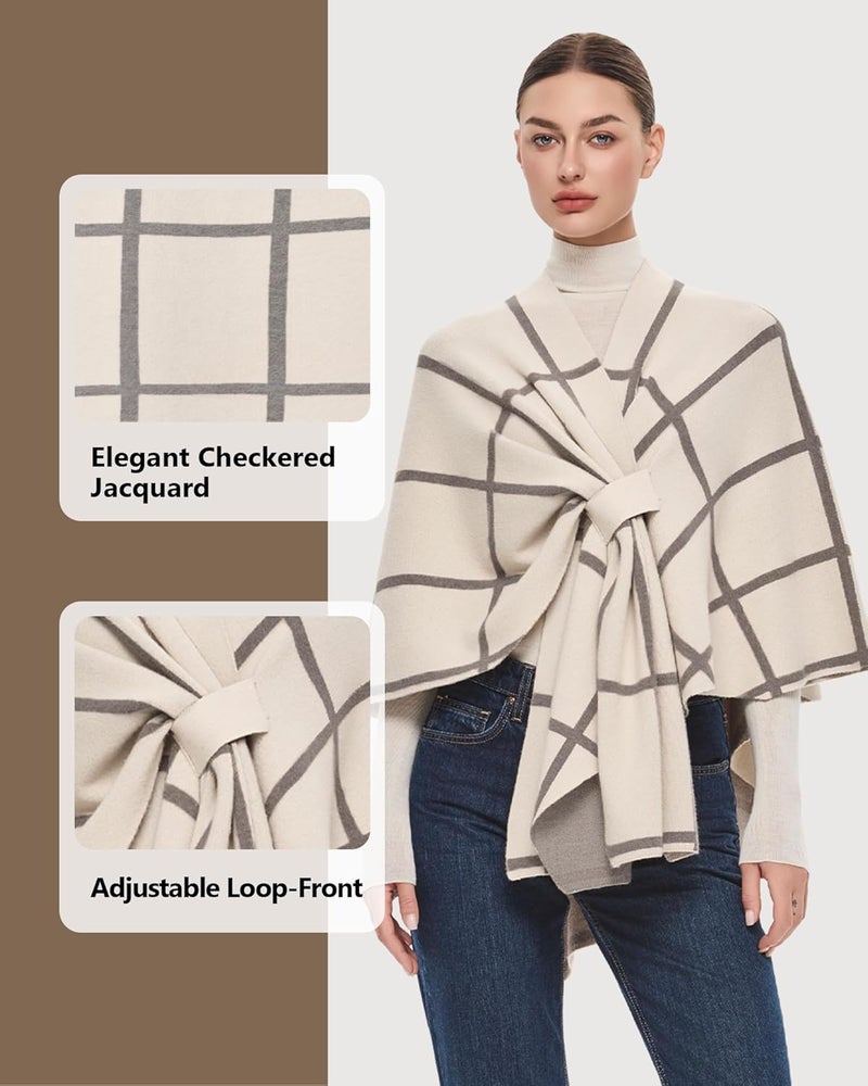 Puli Women's Elegant Shawl Wraps Soft Open Front Poncho Sweater for Spring Fall Winter - Image 4